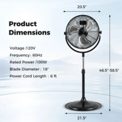 Tangkula 18" High Velocity Pedestal Fan W/3 Speeds 360 Degree Tilt & Adjustable Heigh For Home -Tangkula GUEST 7513b8a8 7830 450a bc36 8d12408e0f34