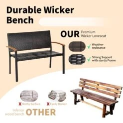 Tangkula 2 PCS Patio Furniture Set Weather-Resistant Rattan Bench Wicker Loveseat Steel Frame For Yard Garden Poolside 19 Tangkula 2 PCS Patio Furniture Set Weather-Resistant Rattan Bench Wicker Loveseat Steel Frame For Yard Garden Poolside -Tangkula GUEST 7523698e 479c 4b0e ad02 bcec0ff7445c