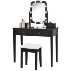 Tangkula Vanity Table Set With Lighted Mirror Adjustable 10 Bulbs Dresser 4 Drawer -Tangkula GUEST 756a7e7a 17eb 40b7 a90e 344c5b804300
