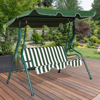 Tangkula 3-Seats Outdoor Glider Hammock With Adjustable Waterproof Canopy Aluminum Frame Patio Swing Chair 4 Tangkula 3-Seats Outdoor Glider Hammock With Adjustable Waterproof Canopy Aluminum Frame Patio Swing Chair - Image 2