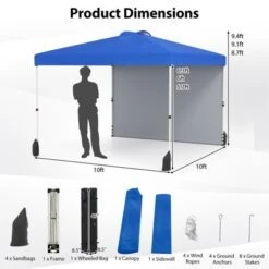 Tangkula 10 X 10 FT Pop Up Canopy Tent W/ 1 Sidewall Wheeled Bag 8 Stakes & 4 Wind Ropes -Tangkula GUEST 75b1f966 103b 4345 90f7 d25b833c517d