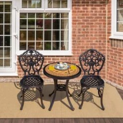 Tangkula 3-Piece Cast Aluminum Bistro Set Outdoor Patio Bistro Table Set Outdoor Round Bistro Table And Chairs For Porch -Tangkula GUEST 76439788 2712 4bc0 bd8e 7748c6edfd57
