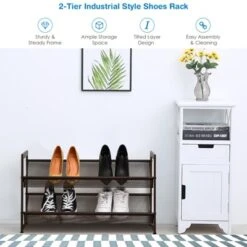 Tangkula Iron Shoe Shelf 2/3/4-Tier Space Saving Layered Shoes Shelving Shoes Storage Organizer -Tangkula GUEST 7653262a 036d 40b4 84ab 95762a598f79