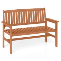 Tangkula 2-Person Patio Loveseat Garden Bench W/Slatted Backrest & Comfortable Armrests -Tangkula GUEST 7659b9f1 a40c 4af1 b8d4 e6804e33221d