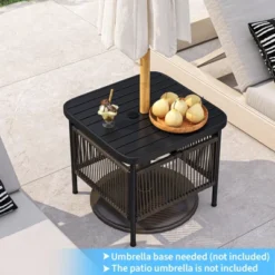 Tangkula Outdoor PE Rattan Side Table W/ 1.57" Umbrella Hole Square Patio End Table -Tangkula GUEST 7686b0ab 9ec6 468a ae21 1c6469cdf880