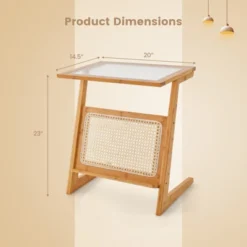 Tangkula 1pc/2pcs Z-shaped Side Table W/ Rattan Shelf Glass Top End Table W/ Magazine Rack Space-saving Sofa Side Bedside Table -Tangkula GUEST 770a66df 8e5e 4ab0 b5e3 54a856607324