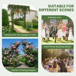 Tobuy Garden Arbor Decorative Metal Garden Arch W/ Trellises For Climbing Plant Vine Rose -Tangkula GUEST 771c0f17 e4d2 4463 9080 2dd0b68de644
