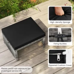 Tangkula 2 Pieces Patio PE Rattan Ottomans With Soft Zippered Cushions For Deck Frame -Tangkula GUEST 774a4d96 b982 42f3 a620 6e159010b9b1