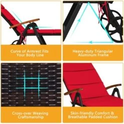 Tangkula Foldable Beach Sling Chair With 7 Adjustable Positions&Cushion Indoor Living Room Chaise Lounge -Tangkula GUEST 775590c8 f503 486d b3e4 3a52a8068ba6