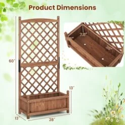Tangkula 60" Tall Raised Garden Bed W/ Diamond Lattice Trellis Drainage Holes Outdoor -Tangkula GUEST 775f5988 d024 4133 8303 57b5b8c98d52