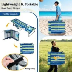 Tangkula Folding Chaise Lounge Chair Sunbathing Recliner W/ Face Hole & Removable Pillow Navy Blue -Tangkula GUEST 775f880a 5bad 4373 a2d0 077ded521a25