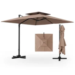 Tangkula Patio 9.5FT Square Cantilever Offset Umbrella Double Vented 360° Heavy Duty -Tangkula GUEST 7772c75a d013 4722 b830 3733ce0f481f