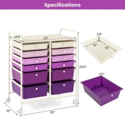 Tangkula 12 Drawers Rolling Storage Cart Classroom Organizers With Wheels For Tools Scrapbook Craft Paper Purple 18 Tangkula 12 Drawers Rolling Storage Cart Classroom Organizers With Wheels For Tools Scrapbook Craft Paper Purple -Tangkula GUEST 77a0ceac b714 44d0 806c 701571556a76