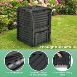 Tangkula 80-Gallon Outdoor Composter W/ Large Openable Lid & Bottom Exit Door -Tangkula GUEST 77a50b31 c34e 4a3e 9aec 5791f4f5355a
