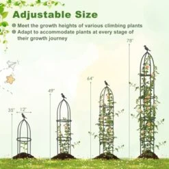 Tangkula 2PCS Garden Obelisk Trellis For Climbing Plants 78” Rustproof PE-Coated Metal Flower Trellis W/ Adjustable Height -Tangkula GUEST 77b93f42 f952 47c5 830b b0bad872023c