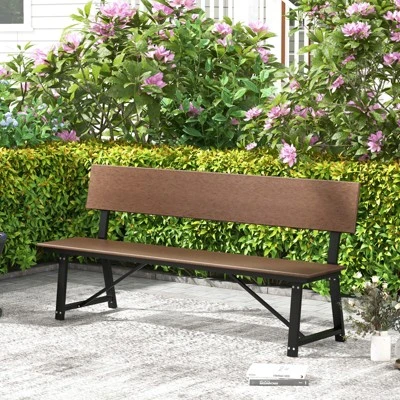 Tangkula Patio 4-Person Bench, 72 Inch Extra Long Bench W/ All-Weather HDPE Seat & Back, Heavy-Duty Metal Support For 1100 Lbs Max Load 3 Tangkula Patio 4-Person Bench, 72 Inch Extra Long Bench W/ All-Weather HDPE Seat & Back, Heavy-Duty Metal Support For 1100 Lbs Max Load