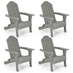 Tangkula 4PCS Patio Folding Adirondack Chair Weather Resistant Cup Holder Yard -Tangkula GUEST 78416d2f 9f4d 499a 89db a5574e7b2270