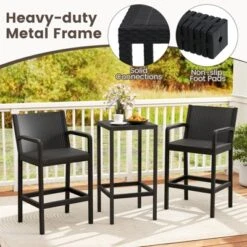 Tangkula 3 Piece Patio Bar Set Bistro Table & Chairs W/ Heavy-Duty Metal Frame -Tangkula GUEST 7842fb0b 492f 4af4 9902 69a15da3ef76