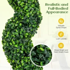 Tangkula 47" Pre-Lit Artificial Boxwood Spiral Topiary Tree Set Of 2 W/ 100 LED Lights 15 Tangkula 47" Pre-Lit Artificial Boxwood Spiral Topiary Tree Set Of 2 W/ 100 LED Lights -Tangkula GUEST 7856c609 9dbd 4562 a758 2e8adf27277b