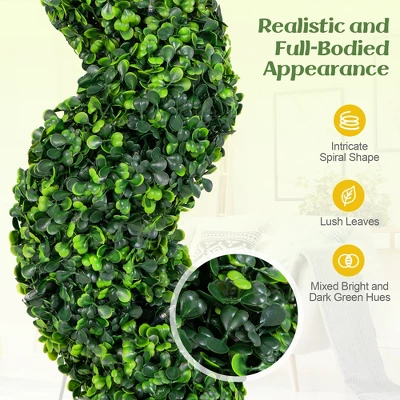 Tangkula 47" Pre-Lit Artificial Boxwood Spiral Topiary Tree Set Of 2 W/ 100 LED Lights 7 Tangkula 47" Pre-Lit Artificial Boxwood Spiral Topiary Tree Set Of 2 W/ 100 LED Lights - Image 5