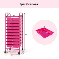 Tangkula 10 Drawer Rolling Cart Storage Cart With Removable Drawers Home Multipurpose Organizer Storage Unit -Tangkula GUEST 78866791 bb88 4687 af0e 3db4d0ae8c2d