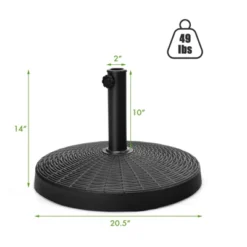 Tangkula 49lbs Round Patio Umbrella Base Outdoor Resin Umbrella Stand W/ Rattan Design, Adjustable Knob -Tangkula GUEST 789b0386 5475 404c b24b bee331aed0f5