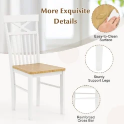 Tangkula Farmhouse Dining Chair Set Of 4 Wooden Kitchen Chair W/ Rubber Wood Frame -Tangkula GUEST 78b61ab6 4c02 4ceb 8ac2 70f2c975d0ae