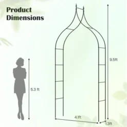 Tangkula Garden Arbor Gothic Style Decorative Metal Garden Arch Outdoor Patio Pergola For Vine Rose Climbing -Tangkula GUEST 78cc1ee0 d0e7 4f78 a883 966c5e1324d2
