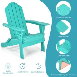 Tangkula Folding Adirondack Chair Outdoor Adirondack Chair Weather Resistant Lounger For Backyard Porch Poolside Turquoise/Grey/White/Black -Tangkula GUEST 78fdf475 ec84 4842 b389 518e81fe9f6a