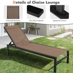 Tangkula Aluminum Patio Chaise Lounge Outdoor Adjustable Lounge Chair W/ 6-Position Backrest -Tangkula GUEST 79102ddc 41e5 46ab 9964 67a0b4513fa7