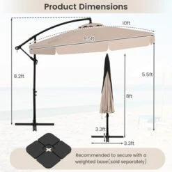 Tangkula 10FT Offset Hanging Umbrella Patio Cantilever Umbrella W/ Easy Tilt Adjustment -Tangkula GUEST 7925b240 5b2f 48d6 a633 ead1051dbcb7