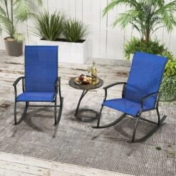 Tangkula Set Of 2 Outdoor Rocking Chair Patio Rocker W/ Breathable Fabric