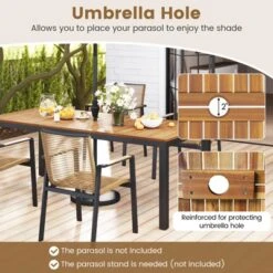 Tangkula 9-Piece Outdoor Patio Furniture W/ Large Wooden Tabletop & Umbrella Hole -Tangkula GUEST 793889be 953e 4958 b54f 42482387f6bd