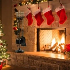 Tangkula 5-Piece Fireplace Tool Set Heavy Duty Fire Tool Set And Holder Fire Pit Stand -Tangkula GUEST 7952818d 0b1b 4966 a14e 3433adc97ce1