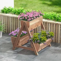 Tangkula Vertical Raised Garden Bed Wood Tiered Stand W/ 3 Planter Containers Drainage Holes For Herbs Growing 21” X 8” X 8.5”/40” X 10” X 8.5” -Tangkula GUEST 799720c0 64f3 4578 90e5 169aa870c773