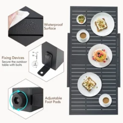 Tangkula 5 PCS Outdoor Dining Table Set W/ Extendable Aluminum Table & 4 Stackable Chairs -Tangkula GUEST 79a20bf8 f448 4310 85eb 033ee3eaaf42