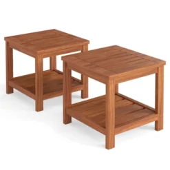 Tangkula 2PCS 2-Tier Adirondack Side Table W/ Slatted Tabletop Storage Shelf For Garden -Tangkula GUEST 79a67baf 03a9 4264 88f1 1823bcfe74da