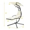 Tangkula Outdoor Hanging Chaise Lounge Chair Floating Chaise Swing Lounger W/Canopy & Cushion