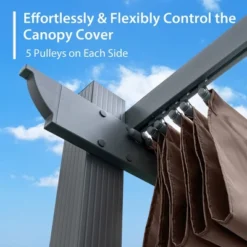 Tangkula 10x12ft Outdoor Aluminum Retractable Pergola Canopy Shelter Grape Trellis Brown -Tangkula GUEST 79f004fb 270d 4f0d 943f c5190bf86c9e