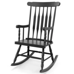 Tangkula Wooden Rocking Chair Single Rocker Indoor Garden Patio Yard Black -Tangkula GUEST 79f3e653 7b12 4128 94ac 298d575ad8d0