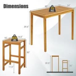 Tangkula 5 Pieces Patio Acacia Wood Bar Set Outdoor Bar Height Table & Saddle Stool Chairs Set -Tangkula GUEST 79f8b8f5 04e2 467d 90e3 e1ccbe21c66b
