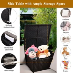 Tangkula 5PCS Patio Rattan Furniture Set Fire Pit Table W/ Cover Storage Cushion -Tangkula GUEST 7a54f011 53aa 456f a154 14d5a7c83c7b