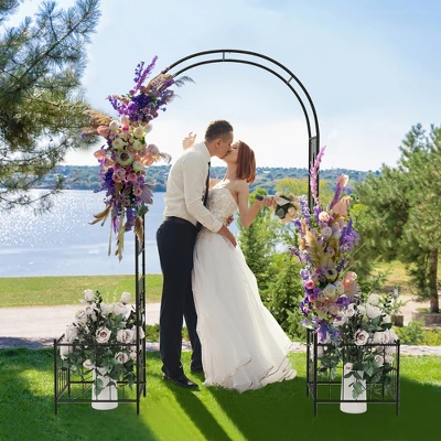 Tangkula 86" Arch Trellis For Climbing Plants W/ Planter Boxes Roses Vines For Wedding 4 Tangkula 86" Arch Trellis For Climbing Plants W/ Planter Boxes Roses Vines For Wedding - Image 2