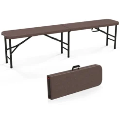 Tangkula 6 Ft Plastic Folding Bench Portable Fold-in-Half Seat W/ 1320 LBS Capacity Gray -Tangkula GUEST 7a91e11b c206 46f8 a0d7 03369b3a04a1