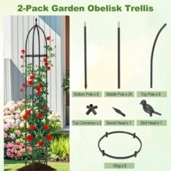 Tangkula 2PCS Garden Obelisk Trellis For Climbing Plants 78” Rustproof PE-Coated Metal Flower Trellis W/ Adjustable Height -Tangkula GUEST 7aad153f 66fb 4018 8ee2 5a24c817831e