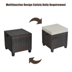 Tangkula 4PCS Rattan Ottoman Outdoor Patio Furniture Cushioned Footstool Footrest -Tangkula GUEST 7acf9887 1576 4a09 9992 9466c7fc1c9d