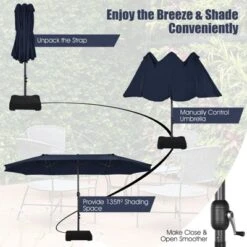 Tangkula 15FT Double-Sided Twin Umbrella Sun Shade Outdoor Crank Market Base Orange Patio -Tangkula GUEST 7af3e7a3 6daa 4a43 a0e5 bf5125f89e48