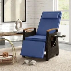 Tangkula 2PCS Patio Rattan Lounge Chair PE Wicker Recliner Chair W/ Adjustable Backrest & Footrest -Tangkula GUEST 7b28dd4b 17e7 40cb bccc e3f4920beef1