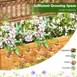 Tangkula Patio Wooden Raised Garden Bed Rectangular Garden Planter W/ Drainage System -Tangkula GUEST 7b7c0dab 5931 43f0 91a5 fd2970a6a9b7