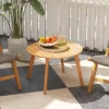 Tangkula 2PCS Outdoor Acacia Wood Side Table Patio 24.5" Round End Table W/ Slatted Tabletop -Tangkula GUEST 7b9a8554 ce83 4b12 8465 8e19460c9d76